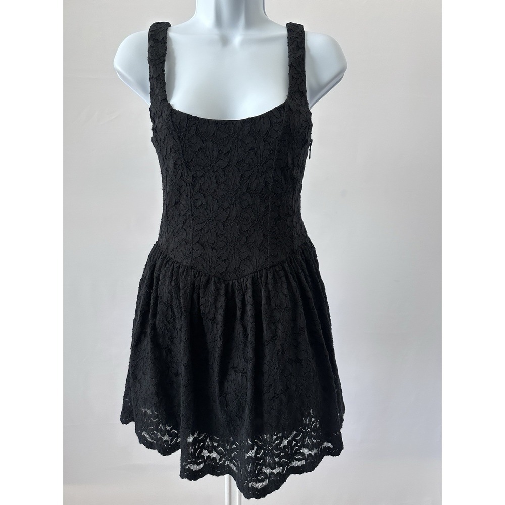 NWT! Show Me Your MuMu Black Ricci Lace Skort Romper Dress Sz: S